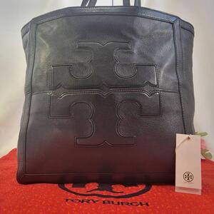 【極美品】TORY BURCH トリーバーチ トートバッグ マザーズバッグ レザー 肩掛け 手提げ ブラック 黒 A4可 大容量 レディース