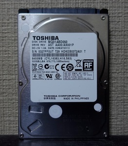 ■正常動作品・動作時間少■TOSHIBA製2.5inch AVコマンド対応HDD 500GB MQ01ABD050 