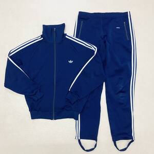 ● 80s vintage adidas アディダス ジャージ 上下セット トラックジャケット トラックパンツ デサント社 ブルー系 size5‐6 メンズ 0.85kg