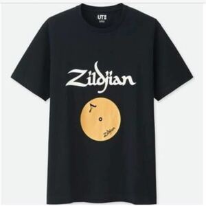 新品未使用 タグ付きUNIQLO UT ユニクロ Zildjian ジルジャン プリントTシャツ シンバル バンド ドラム 半袖 クルーネック 黒色 ブラック