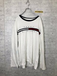 Tommy Hilfiger トミー ヒルフィガー メンズ ロゴ刺繍 カットソー ロンT 大きいサイズ XXL 白紺