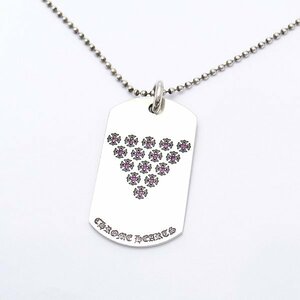 【緑屋質屋】CHROME HEARTS(クロムハーツ) DOG TAG ドッグタグ ネックレス ピンクサファイア入り 2005 SV925