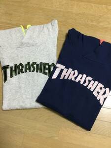 RODEO CROWNS ロデオクラウンズ THRASHER スラッシャー コラボ ワンピース フード スウェット ネイビー ライトグレー 新品 中古品