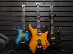 ◆大感謝祭!!エボニー指板 6st Headless Guitar Amber yellow ヘッドレスギター 軽量!ギターハンガーOK!検/kiesel ibanez q qx G1G22527-2