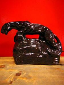 50S 美品 米国製 ビンテージ ブラックパンサー 黒豹 黒陶器TVランプ/ロカビリー