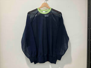 6 ROKU ロク 23SS SHEER COLOR RIB PULLOVER シアーカラーリブプルオーバー 長袖ニット ネイビー 紺 ポリエステル 麻 8613-199-0221