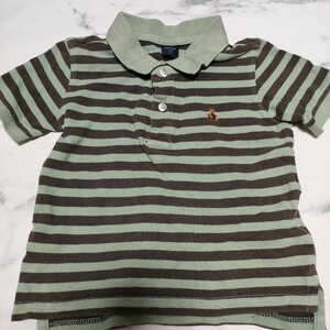 GAP Baby ベビーギャップ 緑 グリーン ボーダー 半袖 90 95 ポロシャツ 男の子 キッズ 子供服 服 中古