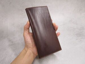 ホーウィン クロムエクセルレザー 長財布 手縫い 革財布 Horween ナチュラル ヌメ革 本革 牛革 レザーウォレット １点物 日本製