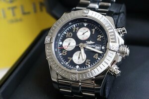 BREITLING ◆ スーパー アベンジャー クロノグラフ 48㎜ 文字盤黒 (23年8月OH済) 国際補償書付 ワンオーナー 自動巻 ブライトリング ◆KC-1