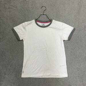 1円スタート!（3）adidas アディダス 半袖Tシャツ リンガーTシャツ カットソー サイズOT ホワイト 白 無地 レディース トップス 最落なし