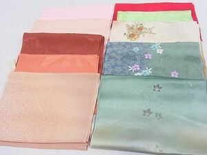 平和屋本店■和装小物　上質な帯揚げ１０枚セット　刺繍　雲重ね麻の葉文　花籠文　色無地　金彩　未使用多数　逸品　CXAA0095s4