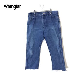 1N2655-N◆old◆ Wrangler ラングラー 13MWZ デニムパンツ ジーンズ ジッパーフライ 裾切りっぱなし ◆ size38/32 ブルー系 コットン