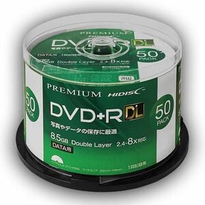 HIDISC DVD+R DL 片面2層 データ用 容量8.5GB 8倍速対応 1回データ記録用 インクジェットプリンタ対応 50