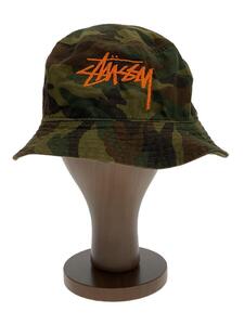 STUSSY◆バケットハット/L/コットン/KHK/カモフラ/メンズ//