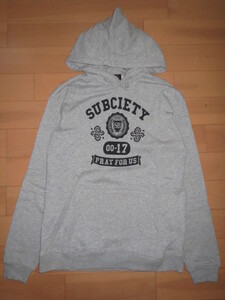 送料無料発送　特価即決　Subciety サブサエティ 定番 カレッジロゴ HOODED PARKA パーカ グレー XL 正規品 超美品 綿100％ 