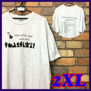 ME10-753★超大きいサイズ!!★グレー★USAイベント 両面プリント 半袖 Tシャツ【メンズ XXL】古着 ディズニー アート BIGサイズ