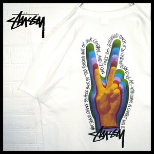 【STUSSY】ピースサインロゴ　ビッグシルエット　Tシャツ