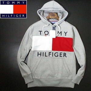 新品 未使用▼トミーヒルフィガー　フラッグロゴ　裏起毛　スウェットパーカー フーディー　グレー　Mサイズ　TOMMY HILFIGER　メンズ