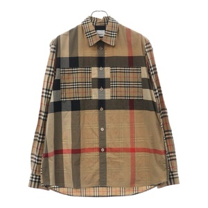 BURBERRY バーバリー パッチワーク ノバチェック 長袖シャツ 8032268 ベージュ