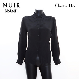 クリスチャンディオール Christian Dior 長袖シャツ 無地ブラウス L ブラック