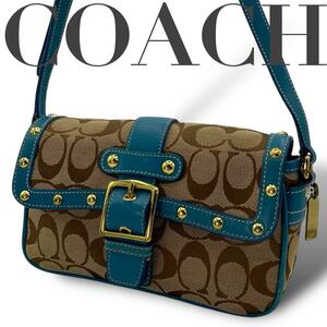 極美品　COACH コーチ　ショルダーバッグ　カメラバッグ　ゴールド金具　レザー