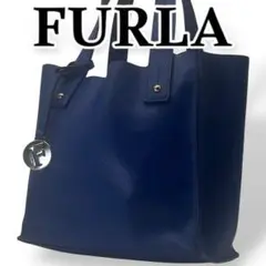 FURLA フルラ ハンドバッグレザー サリー トートバッグ チャーム付 ブルー