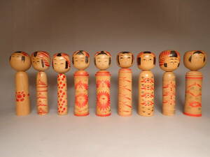 B-168 K-7 伝統工芸 こけし 9本 民芸 郷土玩具 日本人形 天然木 木工芸 伝統こけし