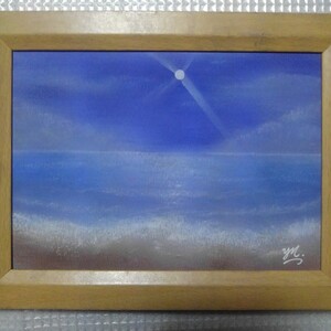 【匿名配送】絵画　「夏の海」　2Lサイズ額つき