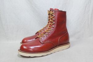 希少廃盤 1990年代製RED WING レッドウィング プレーントゥブーツ US8.5D アメリカ製手製革靴 半円犬タグ旧8159 ロングタイプ ヴィンテージ