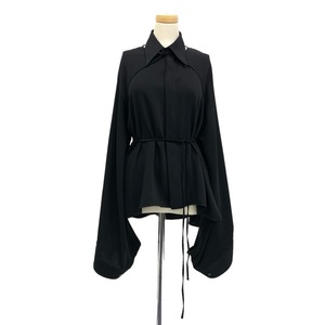 23AW MM6 Maison Margiela エムエムシックス LONG-SLEEVED SHIRT リボンボリュームスリーブブラウス ブラック 38 S62DT0022 S43455