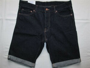 ★新品 H&M &DENIM エイチアンドエム SLIM FIT SHORTS LOW WAIST デニムショートパンツ W32 裾折り返し ロールアップ ハーフパンツ MEN★