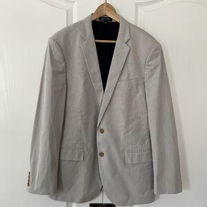 J.crew ジェイクルー テーラード ジャケット ストライプ グレー ライトグレー ブレザー 42 L コットン jcrew jクルー アメトラ