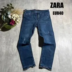 1029 ZARA ザラ　ダメージ加工デニム【40/EUR】ジーンズ　スリム