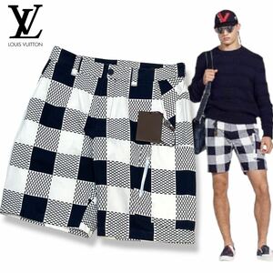 正規品 Louis Vuitton ルイ・ヴィトン AMERICA’S CUP HBP54WAIN ダミエ柄 ハーフパンツ チェック ショーツ ガストンV メンズ 38