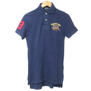 ポロ ラルフローレン POLO RALPH LAUREN ポロシャツ 半袖 鹿の子 トリプルポニー 刺? カスタムフィット XS 165/88A 紺 ネイビー X メンズ