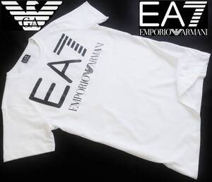 新品★エンポリオ アルマーニ★大きいサイズ★ホワイト Tシャツ★切替し ブラック ロゴ 白 黒 XXL★EMPORIO ARMANI EA★715