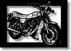 ヤマハ(YAMAHA) SR500の切り絵　【A4サイズ】[B4-012]