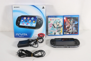 SONY PS VITA PCH-1100 ソニー ブラック ソフト 2点 初音ミク Project DIVA Fate EXTELLO LINK 箱付き_KJJ_B1216-J011