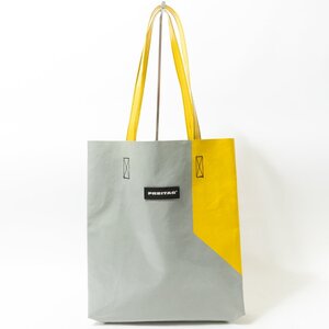 【1円スタート】FREITAG フライターグ トートバッグ 肩掛け ショルダー グレー イエロー トラック幌 PVC シンプル 無地 A4収納可能