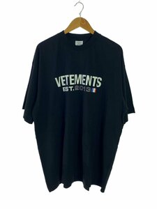 VETEMENTS◆Tシャツ/XS/コットン/ブラック/UE64TR160B