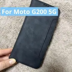 Moto G200 5G ケース手帳型 PUレザー素材 ブラック