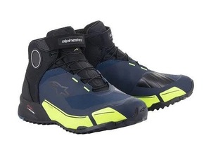 アルパインスターズ CR-X DRYSTAR RIDING SHOES ブラック/ダークブルー/イエローフロー US7/25cm バイク ツーリング 靴 くつ 防水