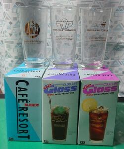 AGF CAFE RESORT ブレンディ アメリカン クラブライフ グラス BLENDY 3種類 6個セット 箱付き ノベルティ 景品 昭和レトロ アンティーク