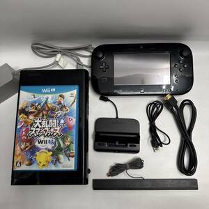 【通電確認済】Nintendo　WiiU　本体＋ソフトセット　大乱闘スマッシュブラザーズ・マリオカート(ケースなし)　ブラック　32GB