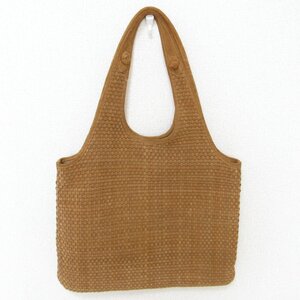 美品 Elizabeth and James エリザベスアンドジェームス Zoe Woven-Suede Carryall Bag スエード 編み込み メッシュバッグ ブラウン ◆