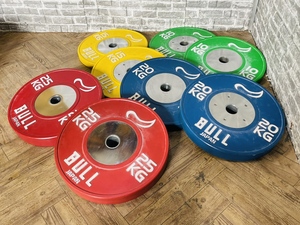 BULL オリンピックプレートセット 10Kg×2/15Kg×2/20kg×2/25Kg×2/計140Kg 穴径50mm 「19487」