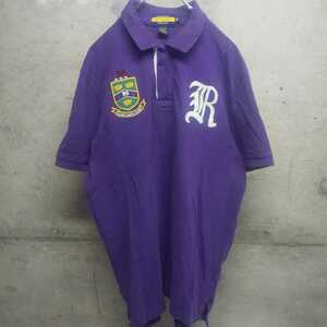 RALPH LAUREN RUGBY / ラルフローレン ラグビー ポロシャツ ラガーシャツ XL 鹿の子 POLO SHIRT パープル