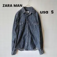 ザラ マン　ZARA MAN  デニムシャツ 長袖 シャツ　ダメージ　ビンテージ