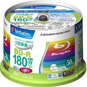 バーベイタム 6倍速対応BD-R 50枚パック 25GB ホワイトプリンタブルVerbatim VBR130RP50V1 PC