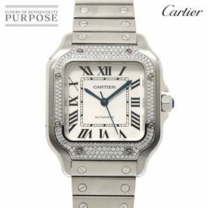 カルティエ Cartier サントスドゥカルティエMM W4SA0005 ボーイズ 腕時計 ダイヤベゼル シルバー 自動巻き Santos De Cartier 90230814